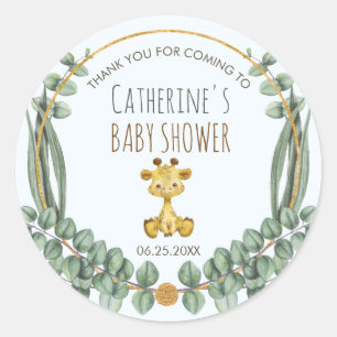 Cute Jungle Safari Giraffe Baby Shower Thank You Classic Round Sticker