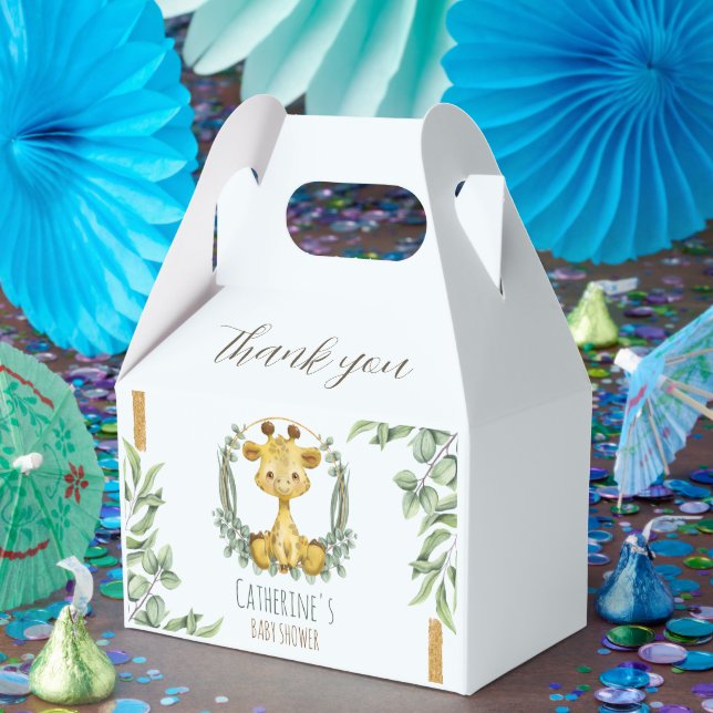 Cute Jungle Safari Giraffe Baby Shower Thank You Favour Box (Party)