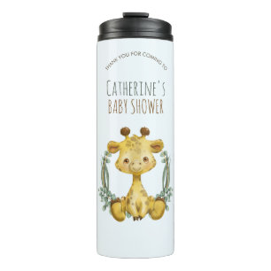 Cute Jungle Safari Giraffe Baby Shower Thank You Thermal Tumbler