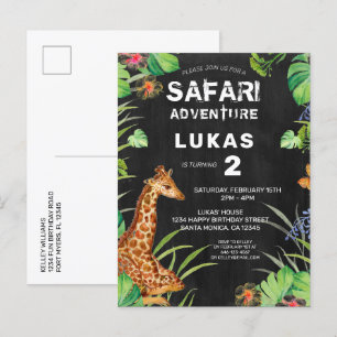 Cute Jungle Safari Giraffe Birthday Invitation