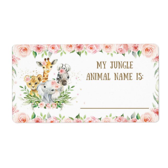 Cute Jungle Safari Jungle Animal Name Game Sticker (Front)