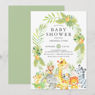 Cute Jungle Safari Neutral  Baby Shower Invitation