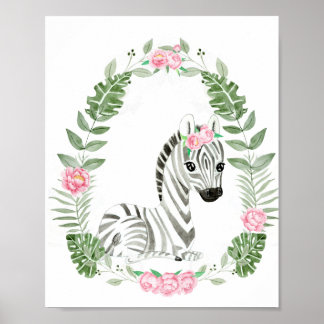 Cute Jungle Safari Zebra for little girl Poster