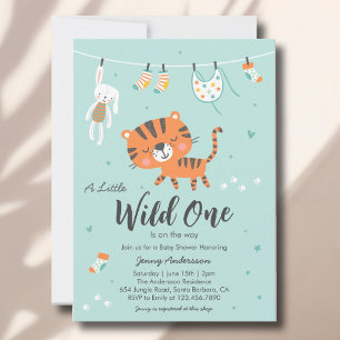 Cute Jungle Tiger Baby Shower Invitation