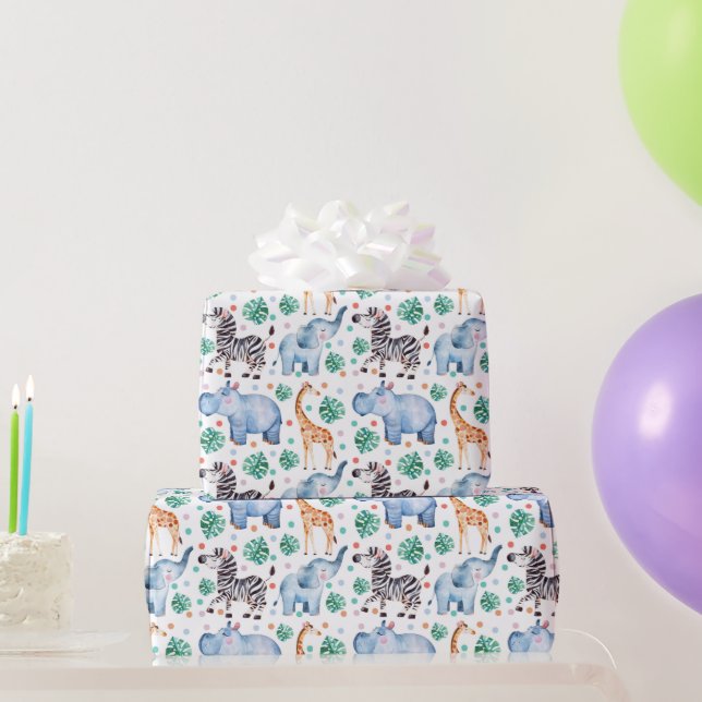 Cute Jungle Wild Animals Wrapping Paper (Party Gifts)