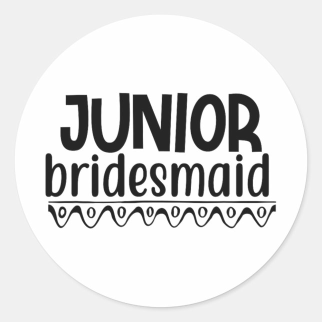 Cute Junior Bridesmaid Wedding Love Bride Marriage Classic Round Sticker (Front)
