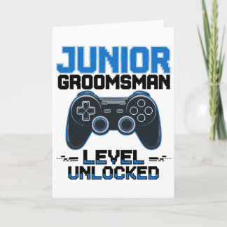Cute Junior Groomsman Level Unlocked Wedding Party Card