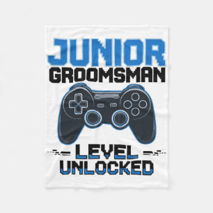 Cute Junior Groomsman Level Unlocked Wedding Party Fleece Blanket