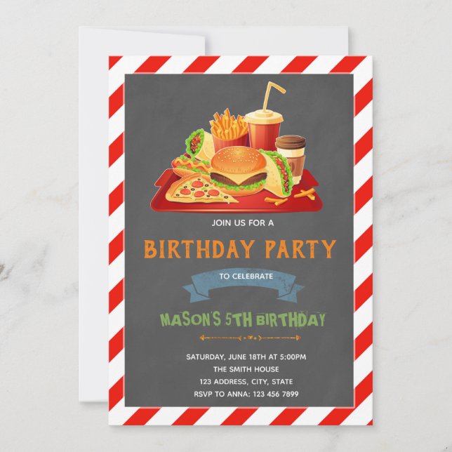 Cute junk food birthday party Invitation (Front)