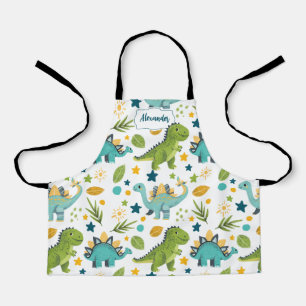 Cute Jurassic T Rex Kids Name Dinosaur Apron