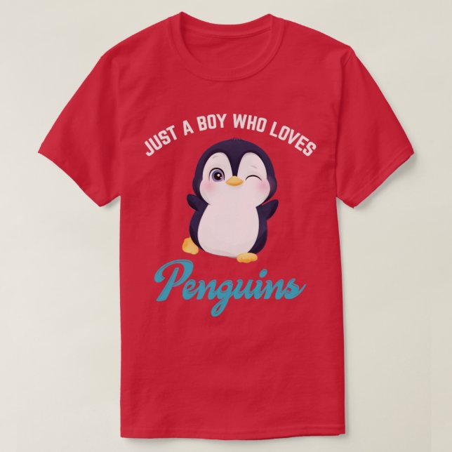 Cute Just A Boy Who Loves Penguins T-Shirt (Design Front)
