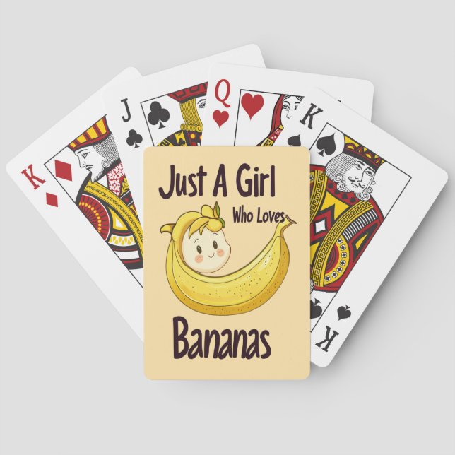 Cute Just A Girl Who Loves Bananas Fruit Lover Playing Cards (Back)