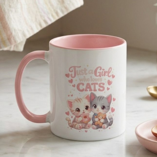 Cute Just a Girl Who Loves Cats Cute Coffee Mug (Creator Uploaded)