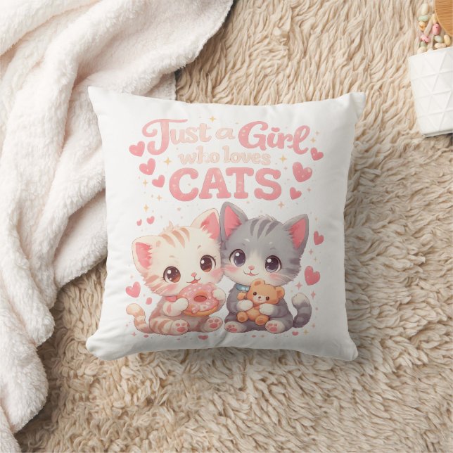 Cute Just a Girl Who Loves Cats Cute Kittens Cushion (Blanket)