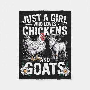 Cute Just A Girl Who Loves Chicken And Goat Poultr Fleece Blanket