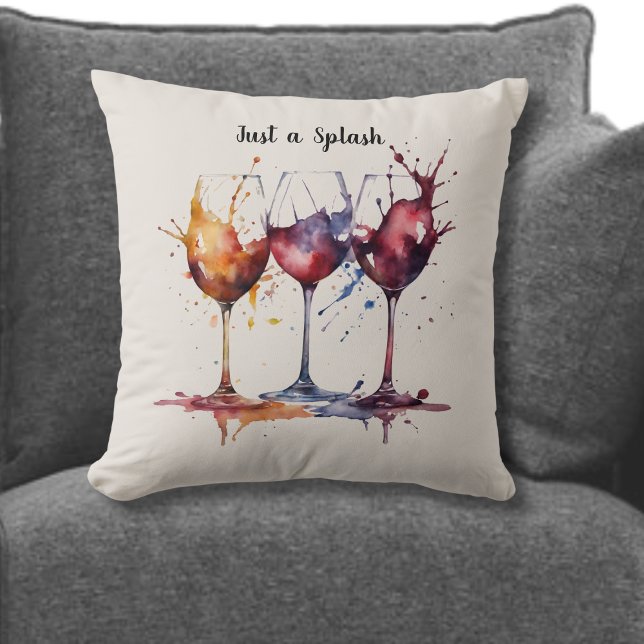 Cute Just a Splash of Wine Watercolor  Cushion (Creator Uploaded)