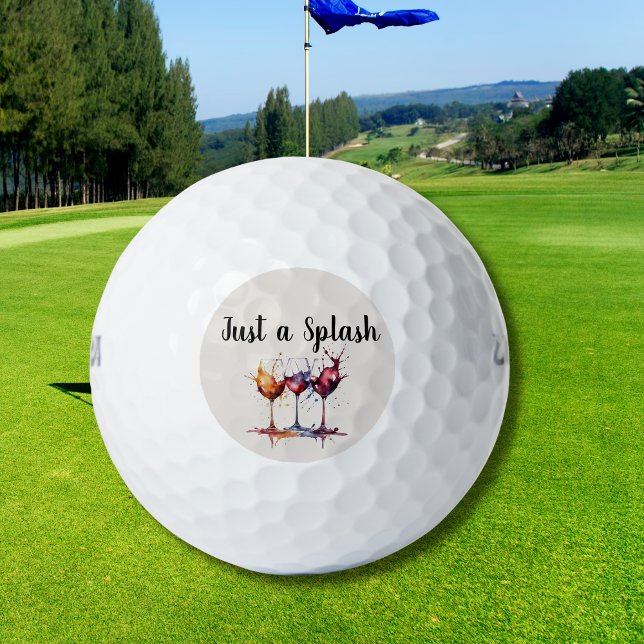 Cute Just a Splash of Wine Watercolor  Golf Balls (Creator Uploaded)
