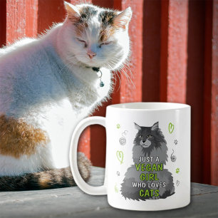 Cute Just a Vegan Girl Who Loves Cats Coffee Mug