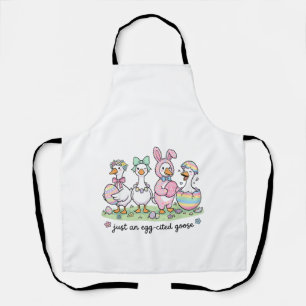 Cute Just an Eggcited Goose Easter Day Girl Women  Apron