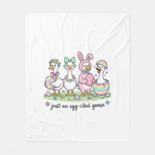 Cute Just an Eggcited Goose Easter Day Girl Women  Fleece Blanket