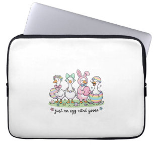 Cute Just an Eggcited Goose Easter Day Girl Women  Laptop Sleeve