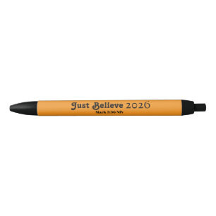 Cute Just Believe Orange New Year 2026 Black Ink Pen