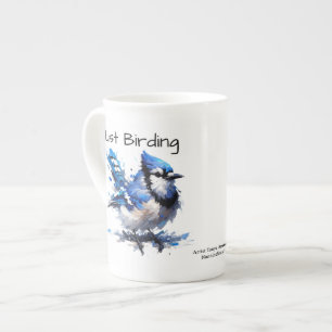 Cute Just Birding Blue Jay Bone China Mug