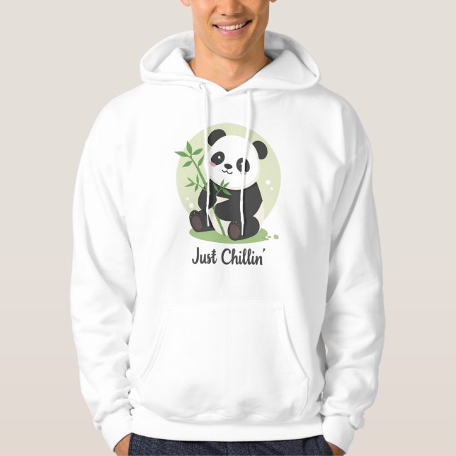 Cute "Just Chillin'" Panda Bear Hoodie (Front)