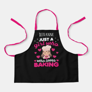 Cute just girl loves baking add name kids apron