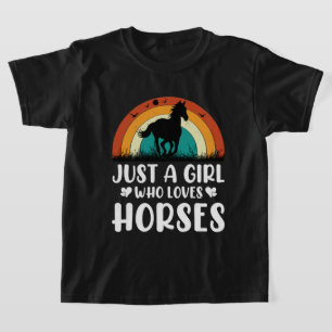 Cute just girl loves horses word art T-Shirt