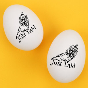 Cute "Just Laid" Mini Chicken funny Egg Stamp