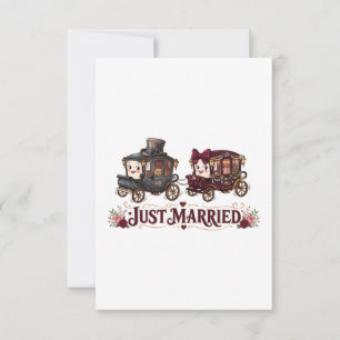 Cute Just Married Carriages Wedding Gift Thank You Card