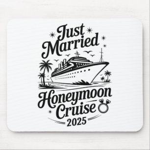 Cute Just Married Honeymoon Cruise 2025 Newlyweds Mouse Mat