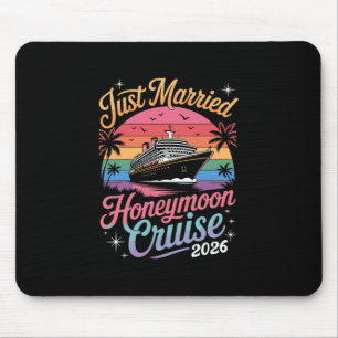 Cute Just Married Honeymoon Cruise 2026 Newlyweds Mouse Mat