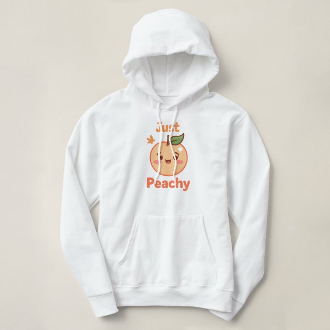 Cute "Just Peachy" Kawaii Fruit Hoodie (Design Front)