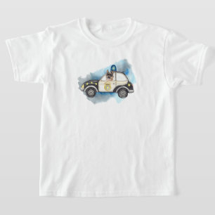 Cute K-9 Dog Riding a Police Car T-Shirt