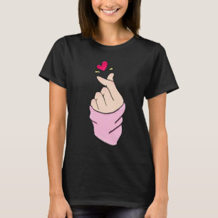 Cute K-Pop Finger Heart Minimalist Graphic T-Shirt