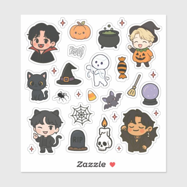 Cute K-Pop Halloween Sticker Sheet  (Sheet)