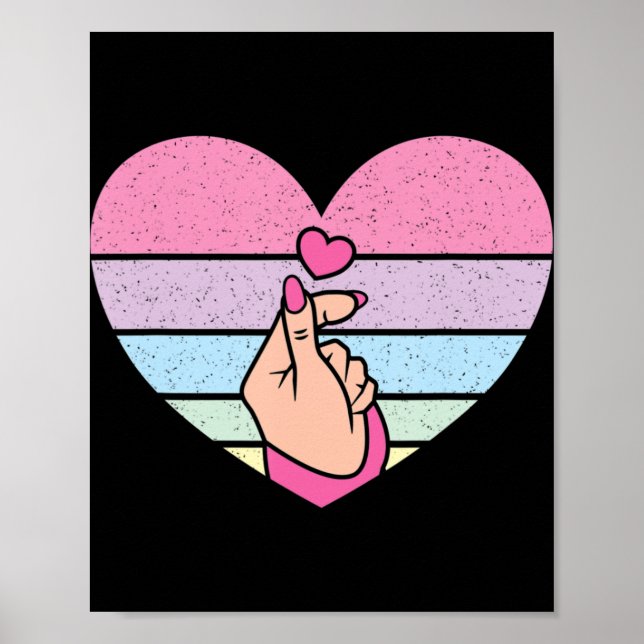 Cute K-Pop Music Retro Heart Anime Lover Kpop  Poster (Front)