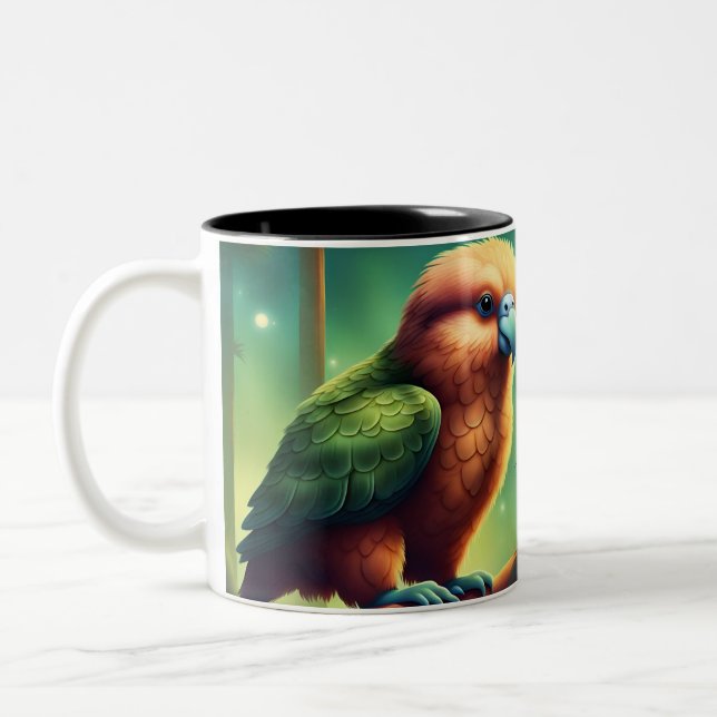 Cute Kakapo bird Two-Tone Coffee Mug (Left)