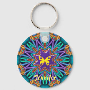 Cute kaleidoscope Ketchain with Name & Butterfly Key Ring