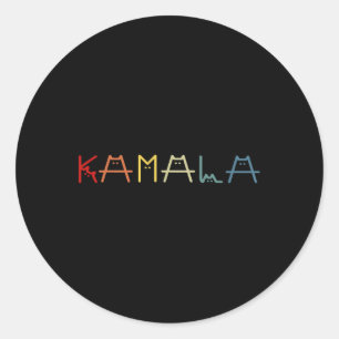 Cute Kamala Harris Cat Vintage Lettering Positive Classic Round Sticker