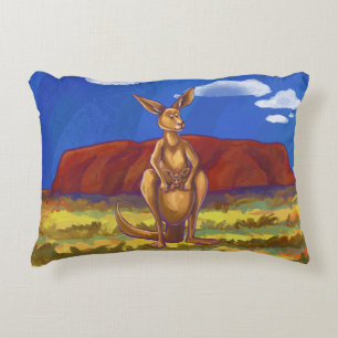 Cute Kangaroo and Baby Heads and Tails Decorative Cushion