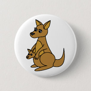 Cute Kangaroo and Joey 6 Cm Round Badge