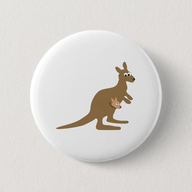 Cute Kangaroo and Joey 6 Cm Round Badge (Front)