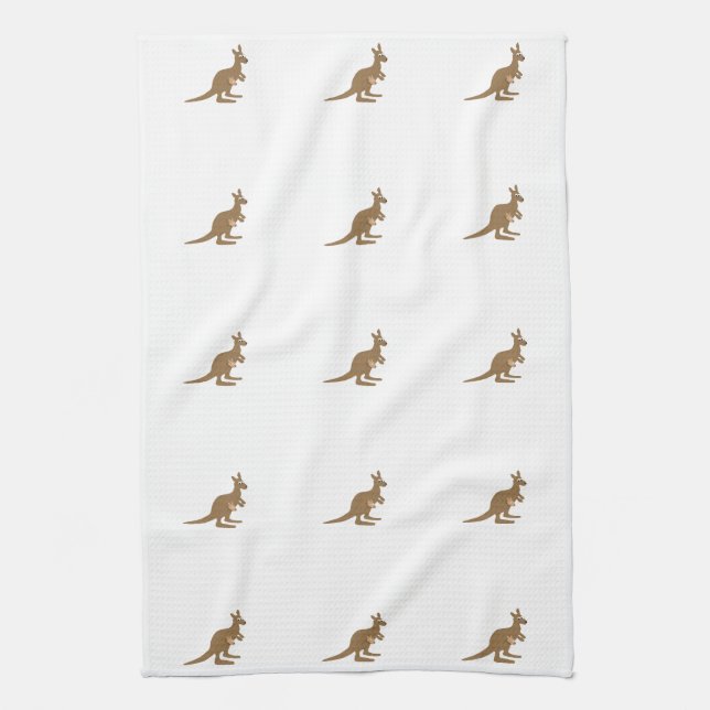 Cute Kangaroo and Joey Tea Towel (Vertical)