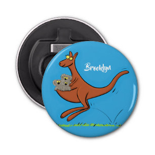 Cute kangaroo and koalas cartoon illustration bottle opener