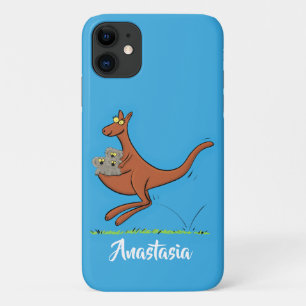 Cute kangaroo and koalas cartoon illustration iPhone 11 case