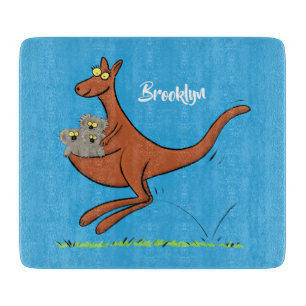 Cute kangaroo and koalas cartoon illustration cutting board