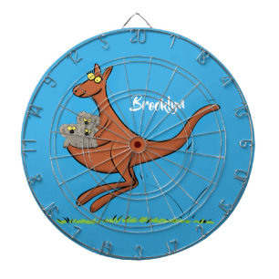 Cute kangaroo and koalas cartoon illustration dartboard